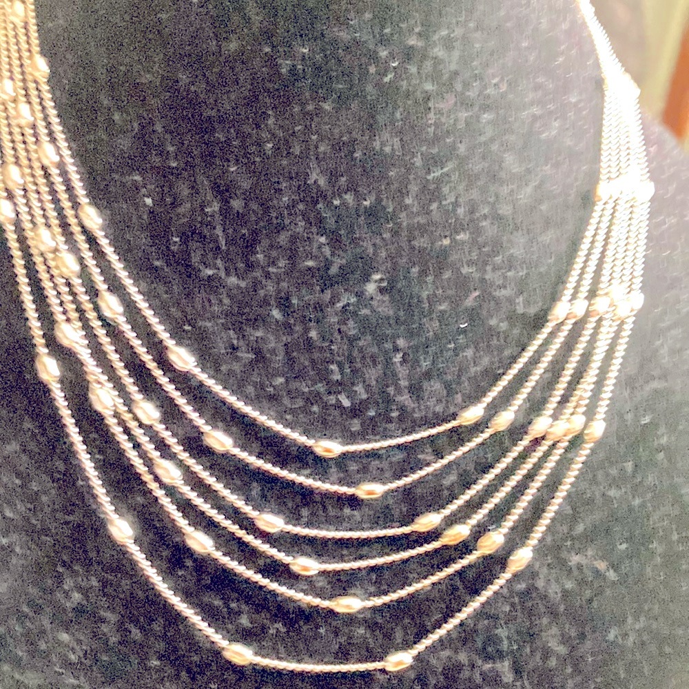 Multi-Strand Silver Bead Layered Necklace - Women Jewelry